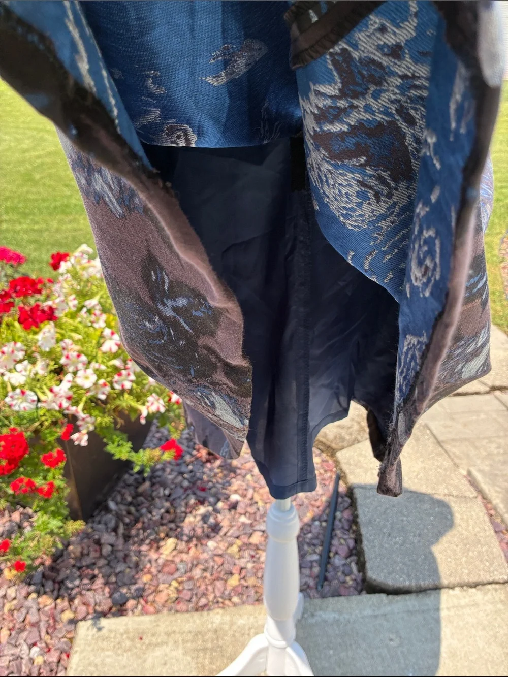 Muse Floral Jacquard Charcoal Grey/Blue/Black Dress - Picture 5 of 14